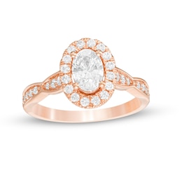 Love's Destiny by Zales 1-1/4 CT. T.W. Certified Oval Diamond Frame Engagement Ring in 14K Rose Gold (I/SI2)