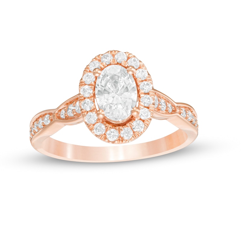 Love's Destiny by Zales 1-1/4 CT. T.W. Certified Oval Diamond Frame Engagement Ring in 14K Rose Gold (I/SI2)