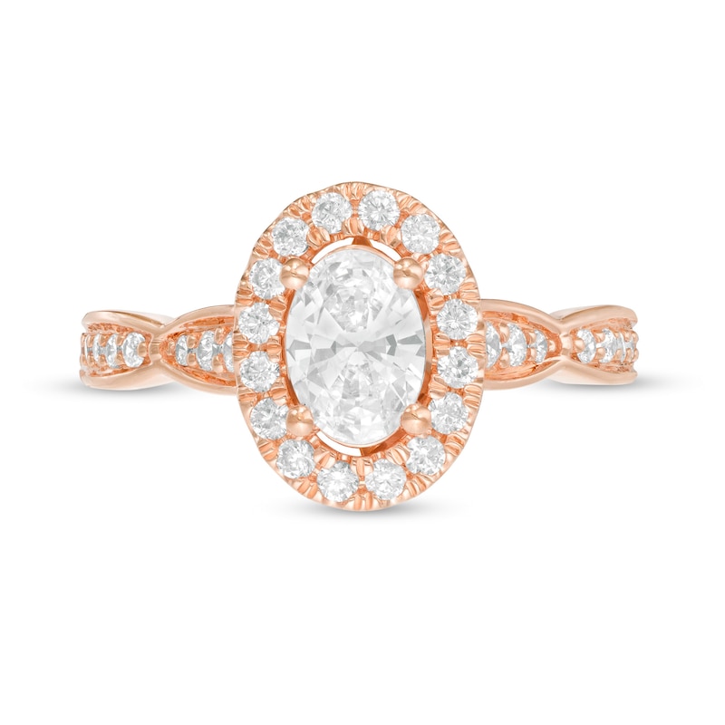 Love's Destiny by Zales 1-1/4 CT. T.W. Certified Oval Diamond Frame Engagement Ring in 14K Rose Gold (I/SI2)
