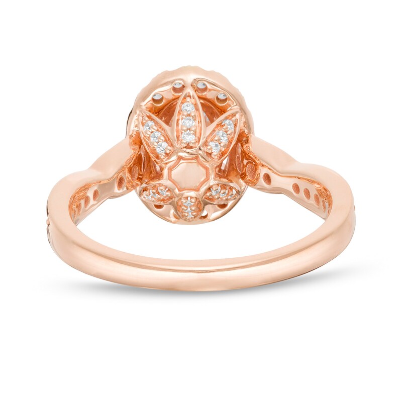 Main Image 5 of Love's Destiny by Zales 1-1/4 CT. T.W. Certified Oval Diamond Frame Engagement Ring in 14K Rose Gold (I/SI2)
