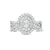 Thumbnail Image 3 of 3/4 CT. T.W. Oval Multi-Diamond Double Frame Twist Bridal Set in 10K White Gold