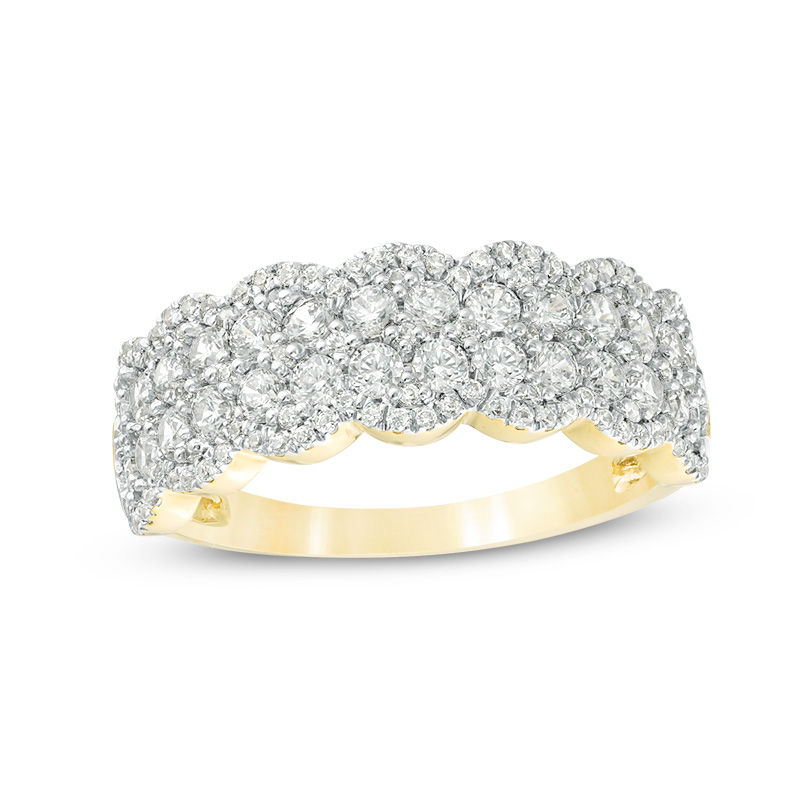 Main Image 1 of 1 CT. T.W. Diamond Double Row Scallop-Edge Band in 10K Gold