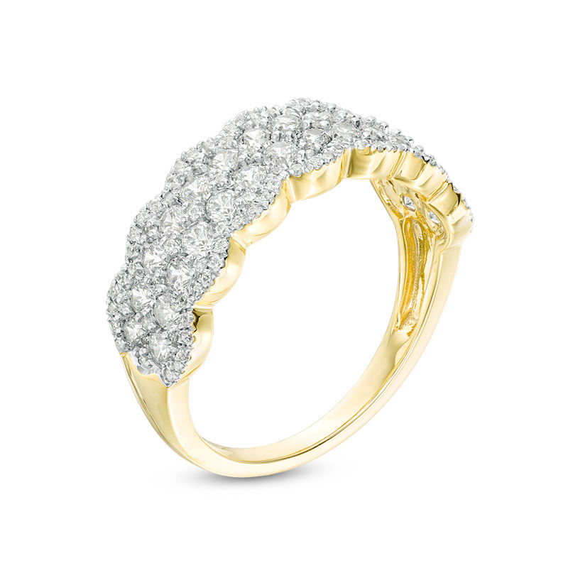 Main Image 3 of 1 CT. T.W. Diamond Double Row Scallop-Edge Band in 10K Gold