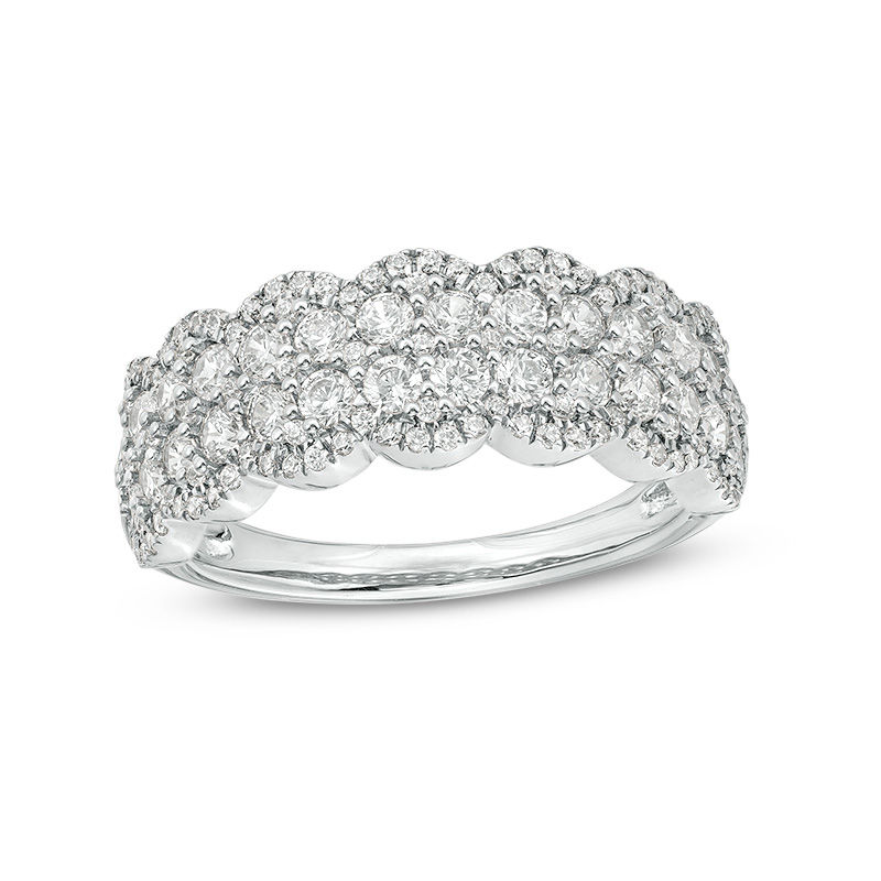 Main Image 1 of 1 CT. T.W. Diamond Double Row Scallop-Edge Band in 10K White Gold