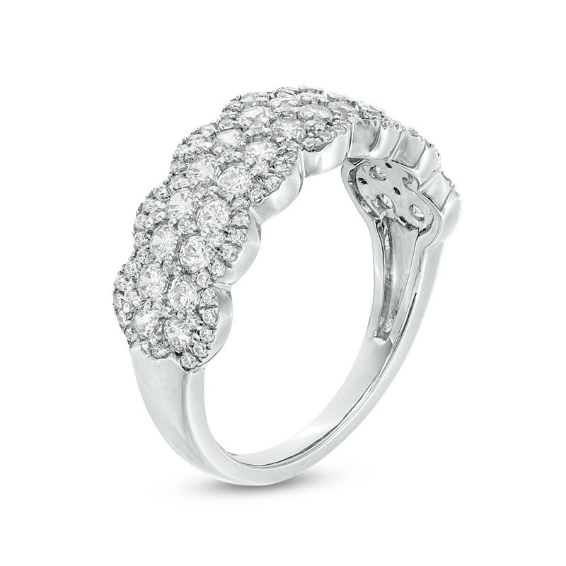 Main Image 3 of 1 CT. T.W. Diamond Double Row Scallop-Edge Band in 10K White Gold