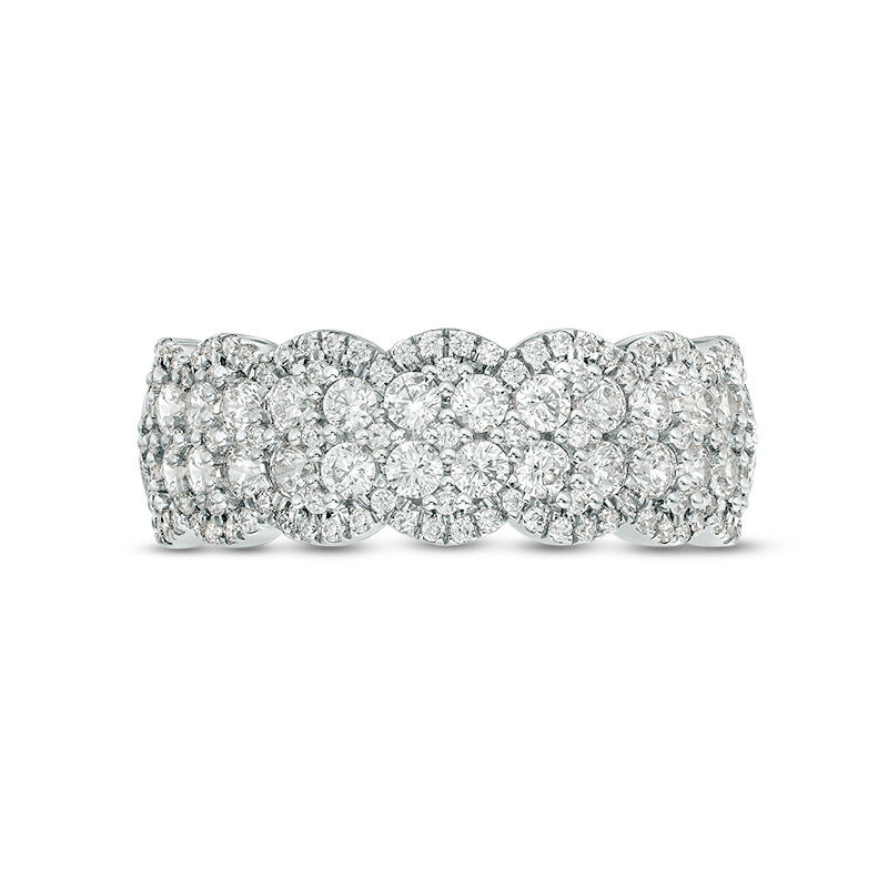 Main Image 4 of 1 CT. T.W. Diamond Double Row Scallop-Edge Band in 10K White Gold