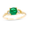 Thumbnail Image 1 of 6.0mm Cushion-Cut Lab-Created Emerald and Diamond Accent Crossover Loop Promise Ring in 10K Gold