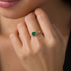 Thumbnail Image 2 of 6.0mm Cushion-Cut Lab-Created Emerald and Diamond Accent Crossover Loop Promise Ring in 10K Gold