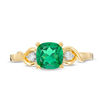 Thumbnail Image 4 of 6.0mm Cushion-Cut Lab-Created Emerald and Diamond Accent Crossover Loop Promise Ring in 10K Gold