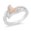 Thumbnail Image 0 of Enchanted Disney Ariel 1/6 CT. T.W. Diamond Tail Fin Bypass Ring in Sterling Silver and 10K Rose Gold