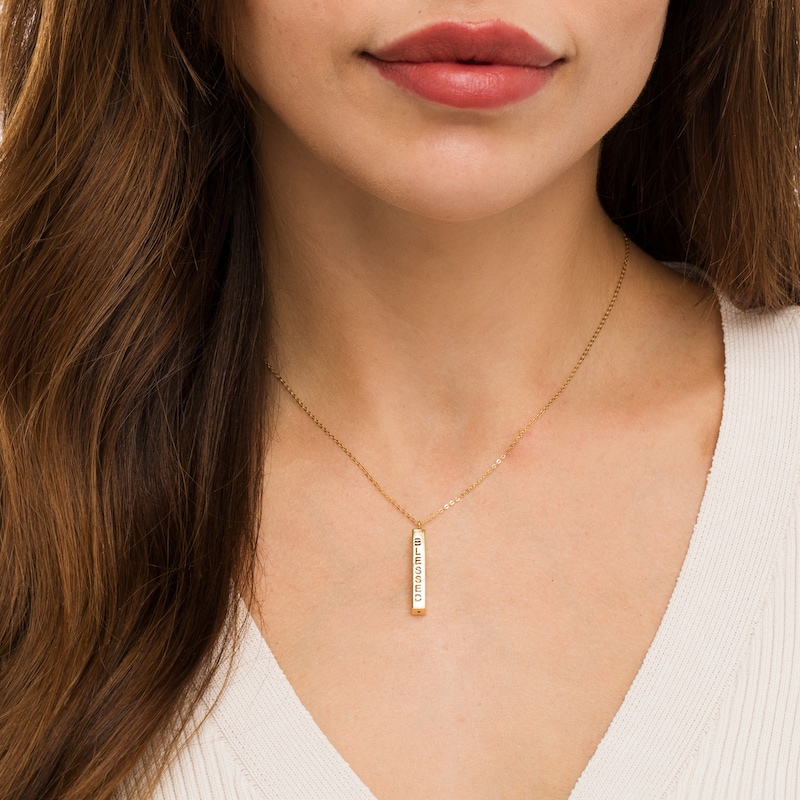 Main Image 2 of Made in Italy Cut-Out Vertical Bar Pendant in 14K Gold