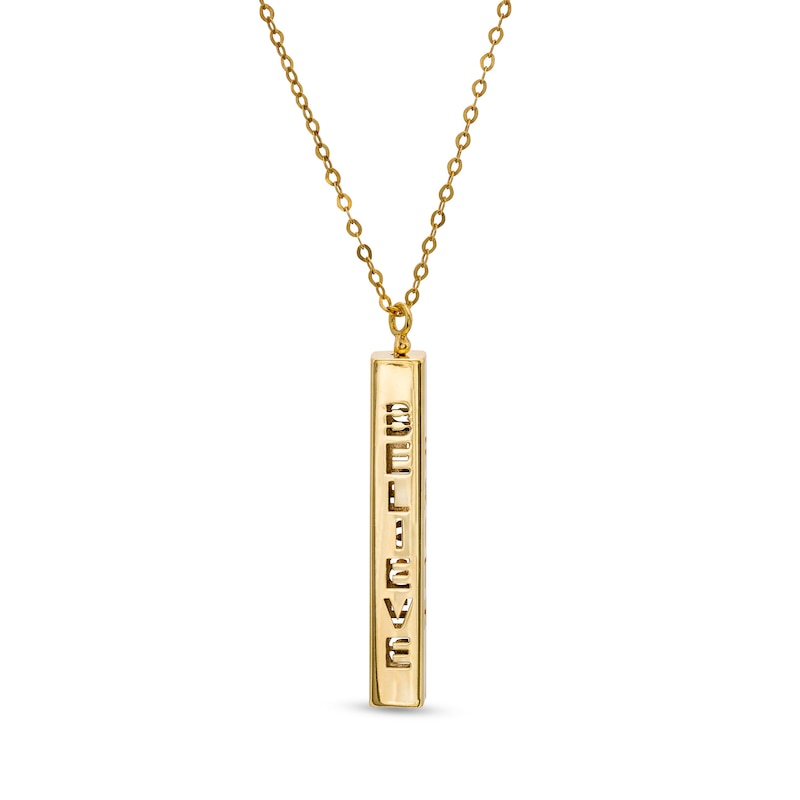 Main Image 3 of Made in Italy Cut-Out Vertical Bar Pendant in 14K Gold