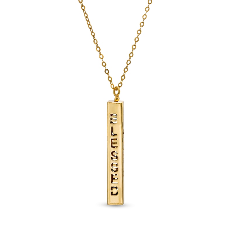 Main Image 4 of Made in Italy Cut-Out Vertical Bar Pendant in 14K Gold