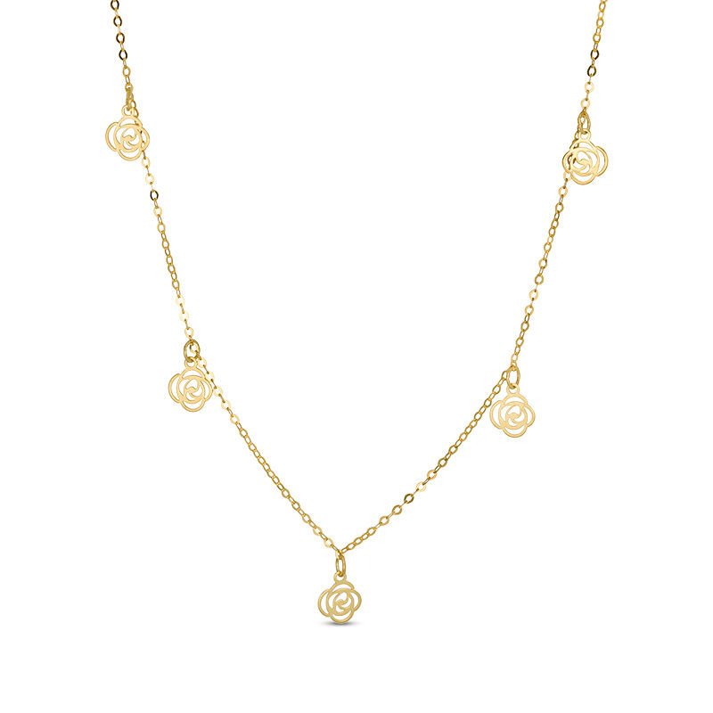 Main Image 1 of Made in Italy Rose Station Necklace in 14K Gold