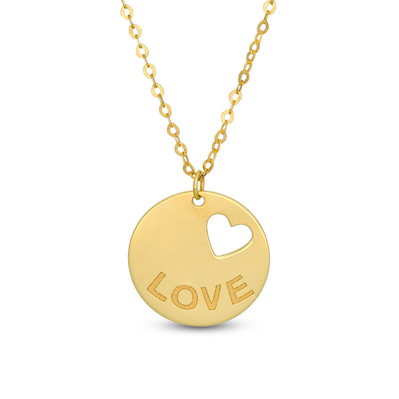 Made in Italy "LOVE" Disc Pendant in 14K Gold