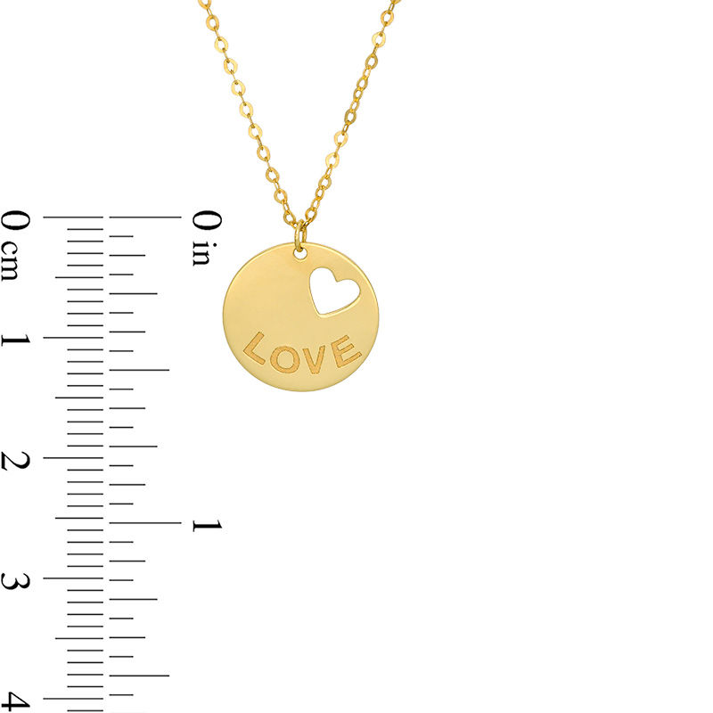 Main Image 2 of Made in Italy "LOVE" Disc Pendant in 14K Gold