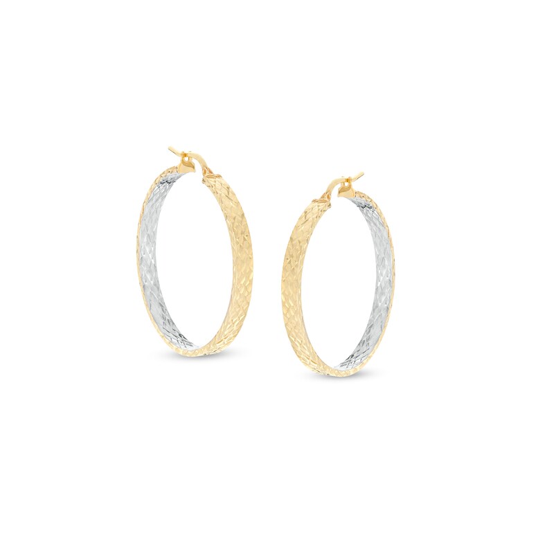 Made in Italy 30.0mm Diamond-Cut Inside-Out Hoop Earrings in 14K Two-Tone Gold