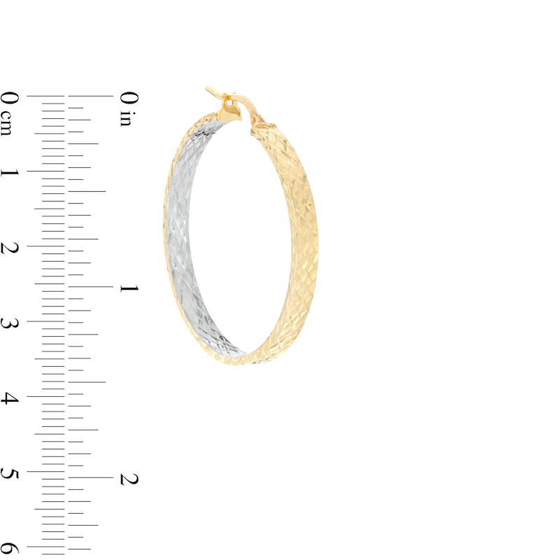 Made in Italy 30.0mm Diamond-Cut Inside-Out Hoop Earrings in 14K Two-Tone Gold