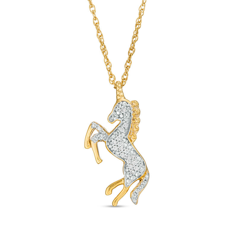 1/20 CT. T.W. Diamond Unicorn Pendant in Sterling Silver with 14K Gold Plate