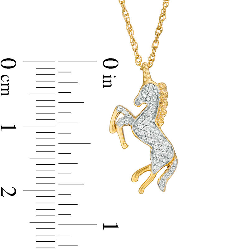 1/20 CT. T.W. Diamond Unicorn Pendant in Sterling Silver with 14K Gold Plate