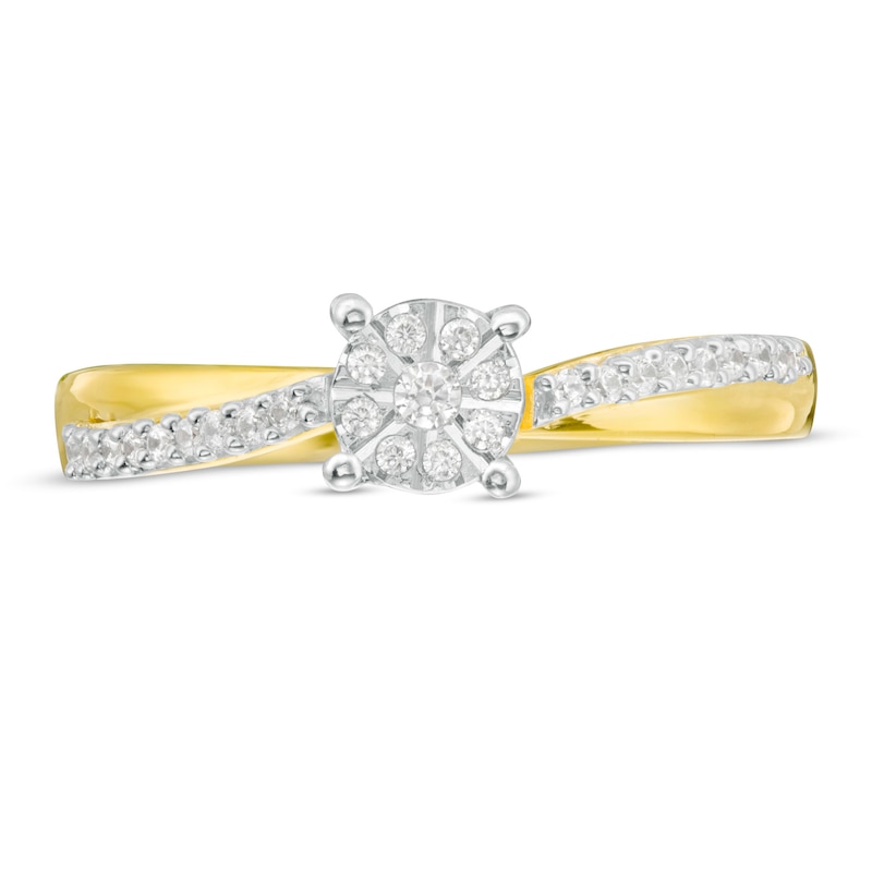 1/8 CT. T.W. Composite Diamond Crossover Promise Ring in Sterling Silver with 14K Gold Plate