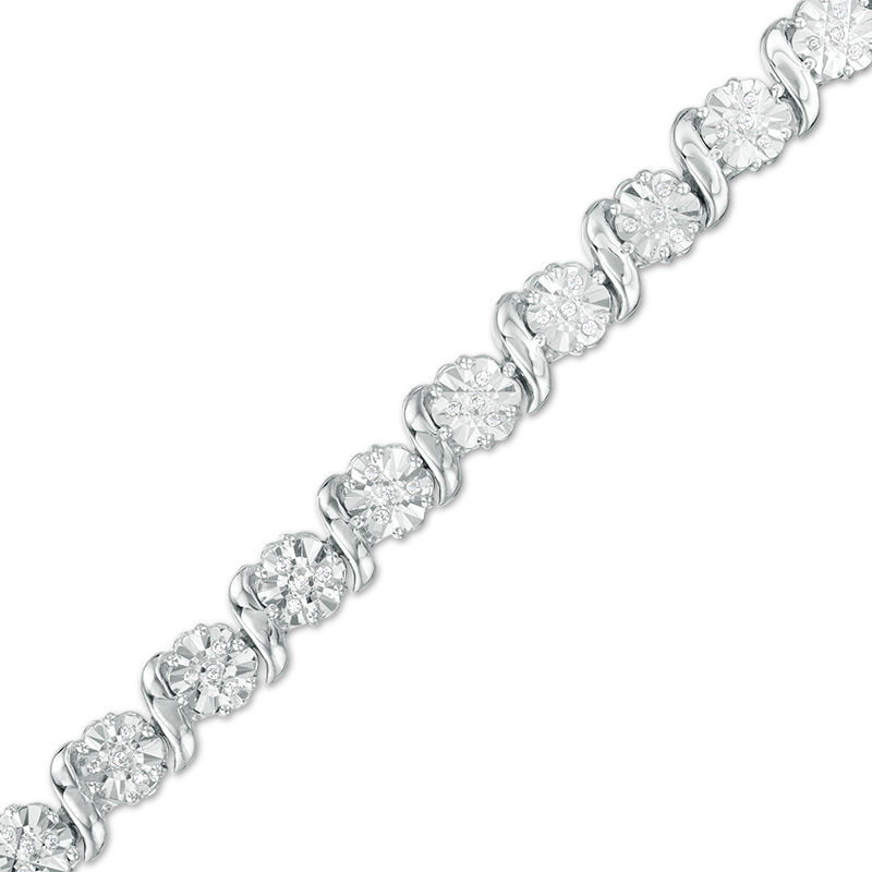 1/4 CT. T.W. Diamond "S" Tennis Bracelet in Sterling Silver