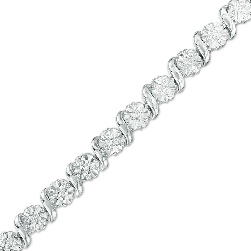 Main Image 1 of 1/4 CT. T.W. Diamond "S" Tennis Bracelet in Sterling Silver