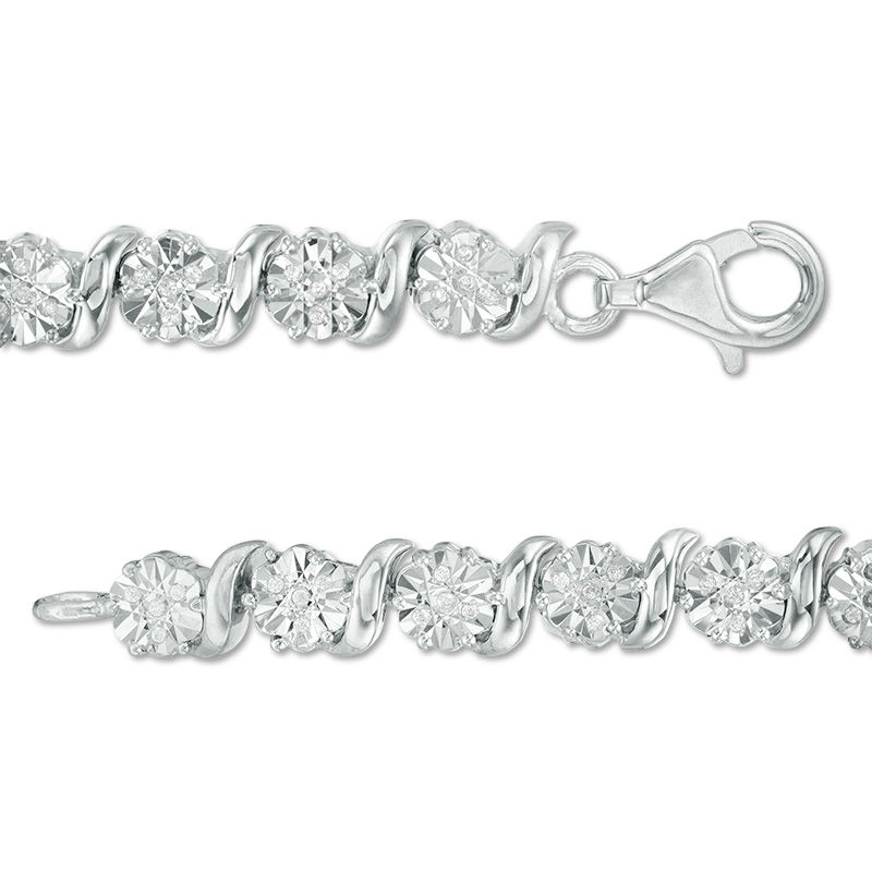 1/4 CT. T.W. Diamond "S" Tennis Bracelet in Sterling Silver
