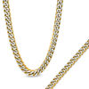Thumbnail Image 1 of 7.5mm Franco Snake Chain Necklace and Bracelet set in Two-Tone Stainless Steel - 24"