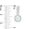 Thumbnail Image 2 of Cushion-Cut Lab-Created Opal and White Sapphire Vintage-Style Pendant, Earrings and Ring Set in Sterling Silver - Size 7
