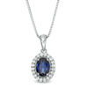 Thumbnail Image 1 of Oval Lab-Created Blue and White Sapphire Frame Vintage-Style Pendant in Sterling Silver