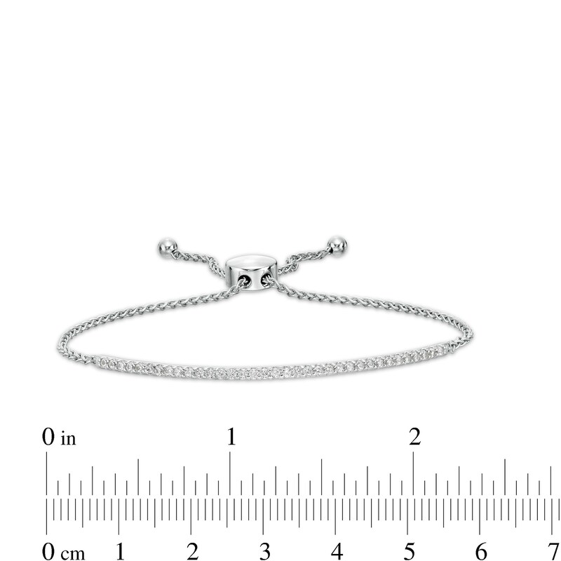 Main Image 2 of Lab-Created White Sapphire Bar Bolo Bracelet in Sterling Silver - 9.0"
