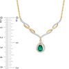 Thumbnail Image 1 of Pear-Shaped Lab-Created Emerald and White Sapphire Twisted Chevron Drop Necklace in Sterling Silver with 18K Gold Plate