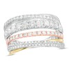 Thumbnail Image 0 of 1 CT. T.W. Diamond Multi-Row Crossover Ring in 10K Tri-Tone Gold