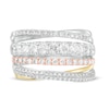 Thumbnail Image 2 of 1 CT. T.W. Diamond Multi-Row Crossover Ring in 10K Tri-Tone Gold