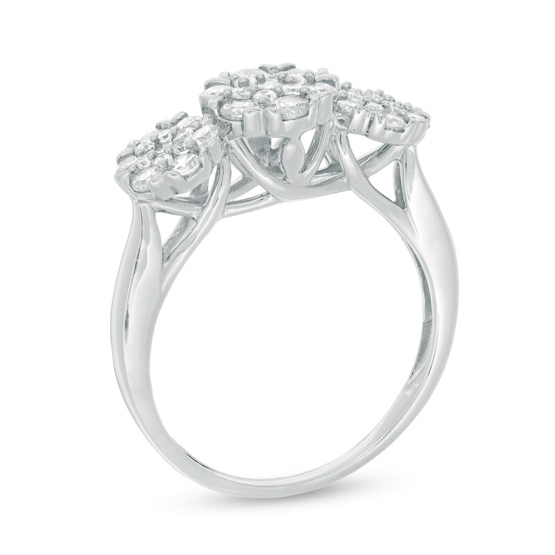 Main Image 2 of 1 CT. T.W. Composite Diamond Three Stone Ring in 10K White Gold