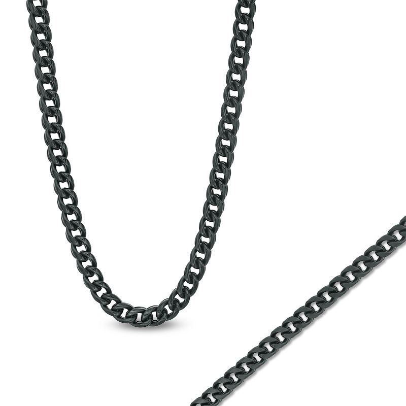 Men's 6.5mm Franco Snake Chain Necklace and Bracelet set in Stainless Steel with Black IP - 24"