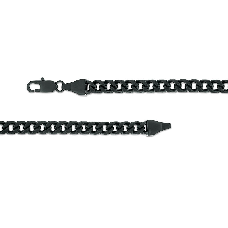 Men's 6.5mm Franco Snake Chain Necklace and Bracelet set in Stainless Steel with Black IP - 24"