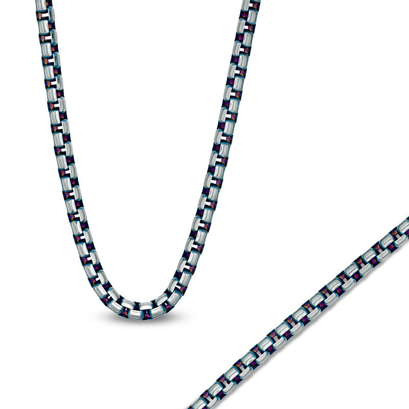 Men's 5.75mm Box Chain Necklace and Bracelet Set in Two-Tone Stainless Steel - 24"