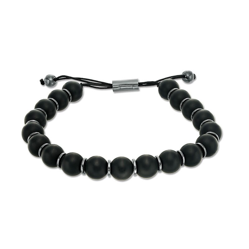 Main Image 1 of 10.0mm Onyx Bead Bolo Bracelet in Sterling Silver - 8.5"