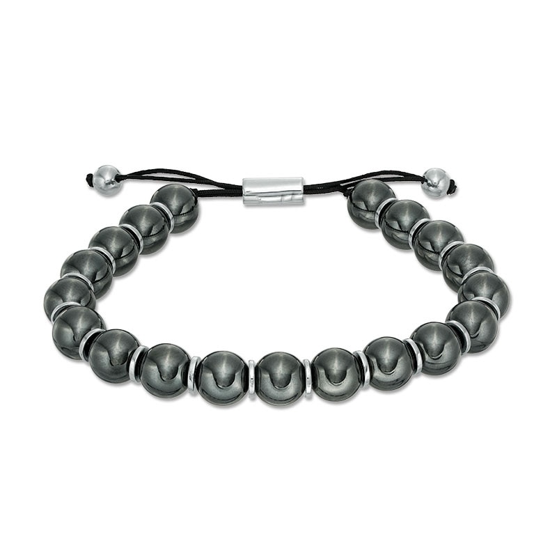 Main Image 1 of 10.0mm Hematite Bead Bolo Bracelet in Sterling Silver - 8.5"