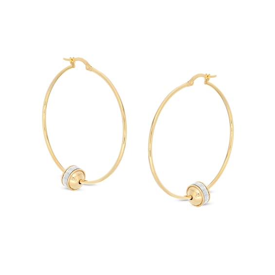 Made in Italy 8.0mm Glitter Enamel Ball Hoop Earrings in 14K Gold Made in Italy 8.0mm Glitter Enamel Ball Hoop Earrings in 14K Gold