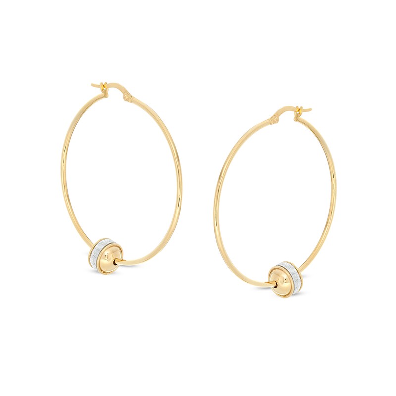 Main Image 1 of Made in Italy 8.0mm Glitter Enamel Ball Hoop Earrings in 14K Gold