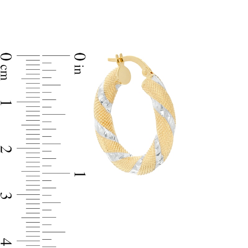 Made in Italy Diamond-Cut Ribbon Wrapped Tube Hoop Earrings in 14K Two-Tone Gold