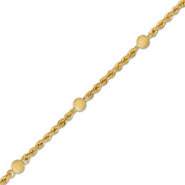 Made in Italy Diamond-Cut Bead Station Rope Chain Bracelet in 14K Gold - 7.5&quot;