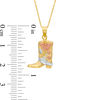 Thumbnail Image 2 of Textured Floral Western Boot Pendant in 10K Tri-Tone Gold