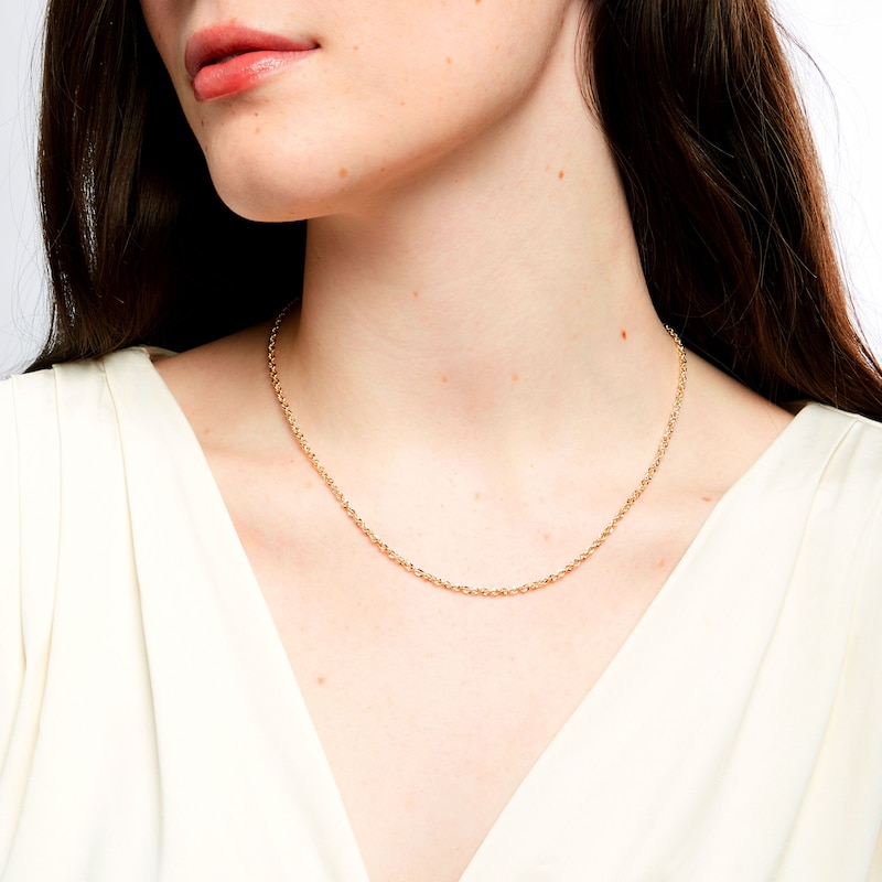 Main Image 2 of Made in Italy 2.5mm Loose Rope Chain Necklace in 14K Gold - 18"