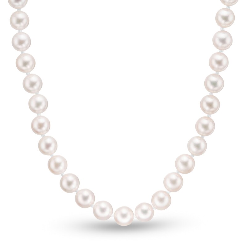 Main Image 1 of 6.0-6.5mm Akoya Cultured Pearl Strand Necklace with 14K White Gold Filigree Clasp