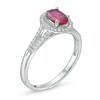 Thumbnail Image 2 of Oval Ruby and 1/8 CT. T.W. Diamond Frame Split Shank Ring in 10K White Gold