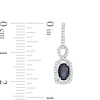 Thumbnail Image 2 of Oval Blue Sapphire and 1/5 CT. T.W. Diamond Twist Frame Drop Earrings in 10K White Gold